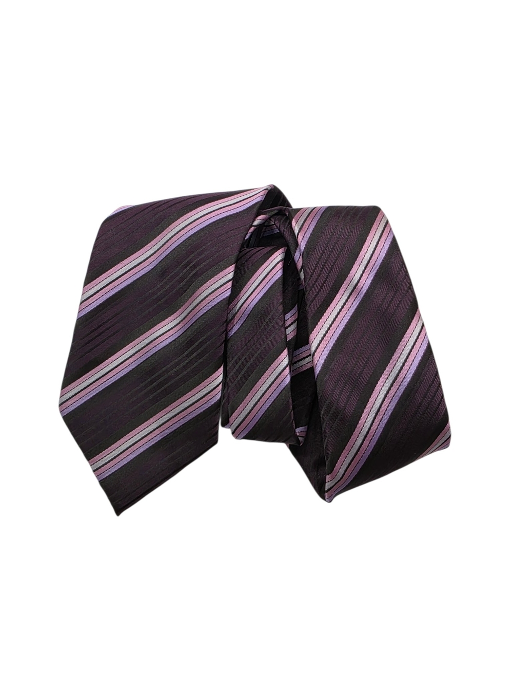 Brioni Silk Purple Tie with Pink diagonal Stripes